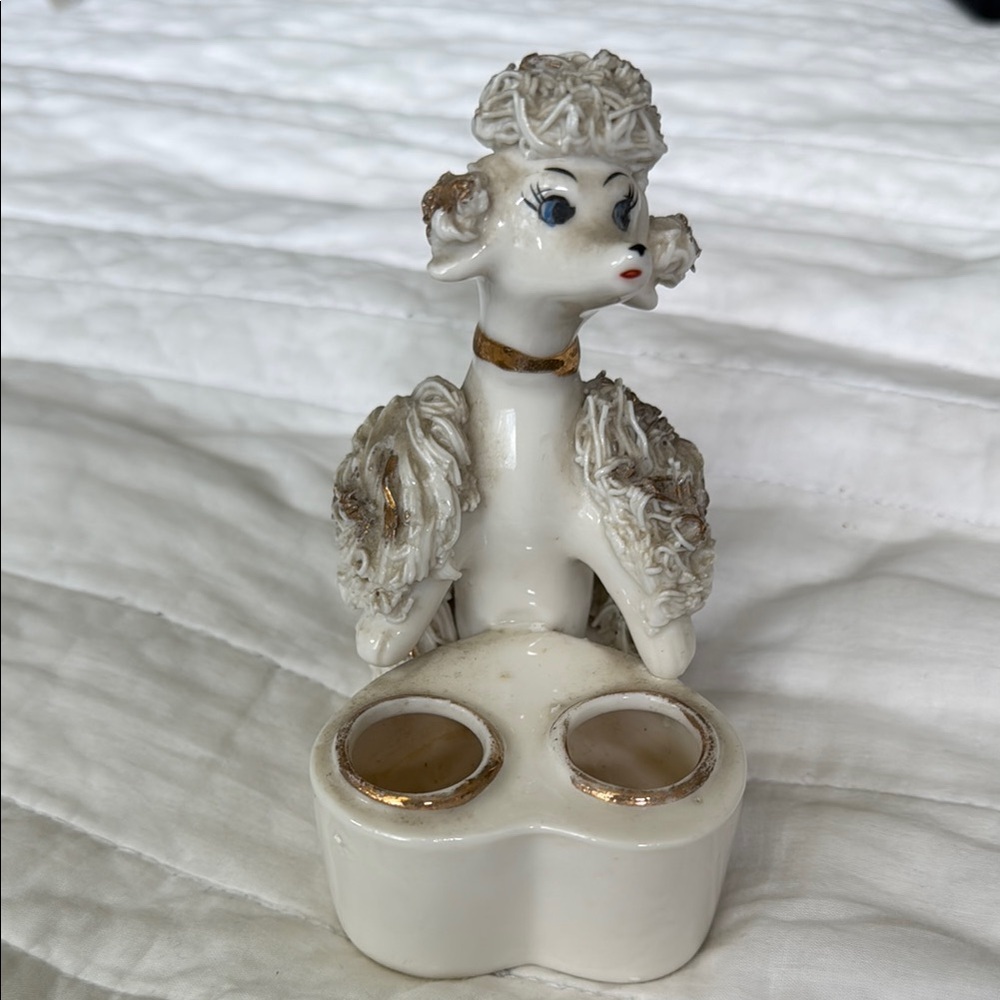 1950’s Vintage spaghetti Poodle porcelain lipstick holder - Picture 4 of 13